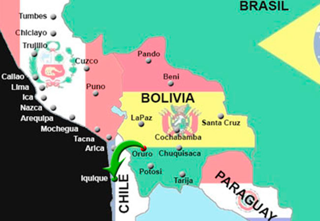 Oruro - Iquique 750 km
Tiempo de aproximado de viaje: 12h 33 min