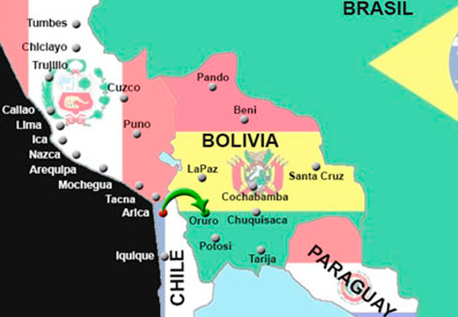 Arica - Oruro 466 Km
Tiempo de aproximado de viaje: 7h 45 min