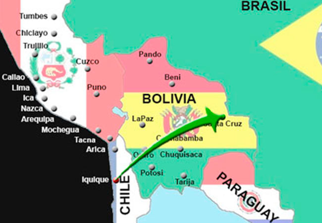 Iquique - Santa Cruz 1396 km
Tiempo de aprox. de viaje: 21h 20 min